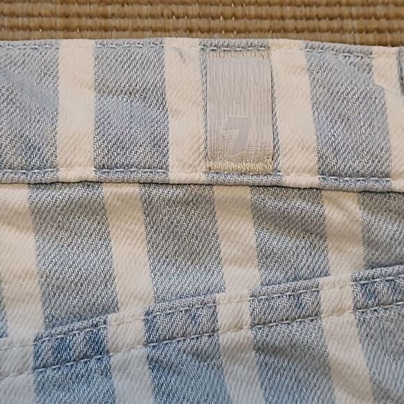 NWOT 7 for All  Mankind Distressed Striped Denim Skirt - Size 32 - Picture 6 of 8